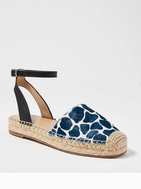 Ann Taylor Isabella Giraffe Print Haircalf Espadrille Flats. Size 7M